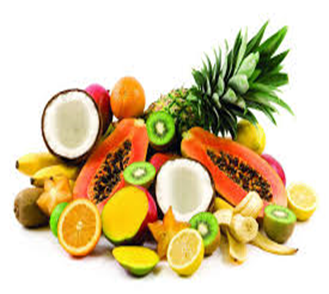 هفت میوه استوایی شامل آناناس، موز، نارگیل، پاپایا، انبه، آووکادو و لیچی برای تولید و فروش اسانس استوایی هفت میوه بصورت عصاره مایع