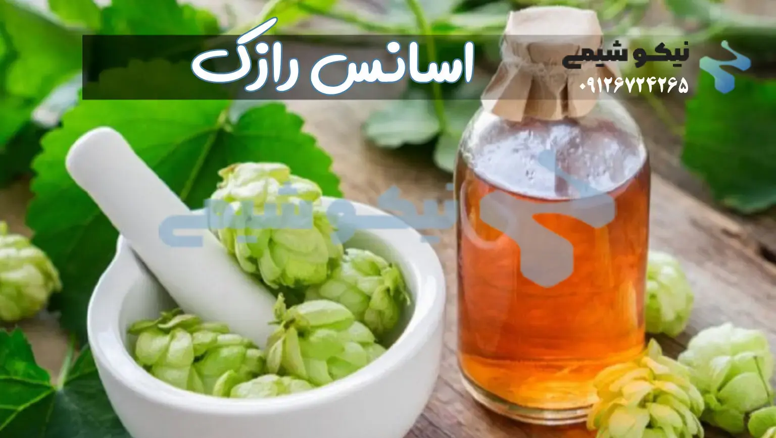 خرید و قیمت اسانس رازک بهترین اسانس های گیاهی و درمانی و خوش بو کننده در نیکوشیمی 09126724265 خط ویژه فروش اسانس