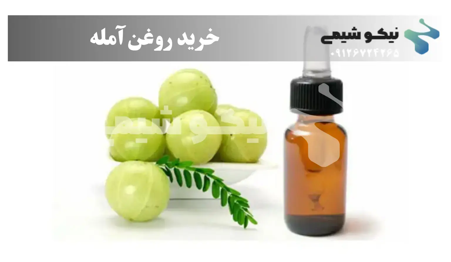 ۱. تصویر روغن آمله اصل در بسته‌بندی فروشگاهی؛ مناسب تقویت مو، کاهش ریزش و درخشش موها – محصول قابل تهیه از نیکوشیمی